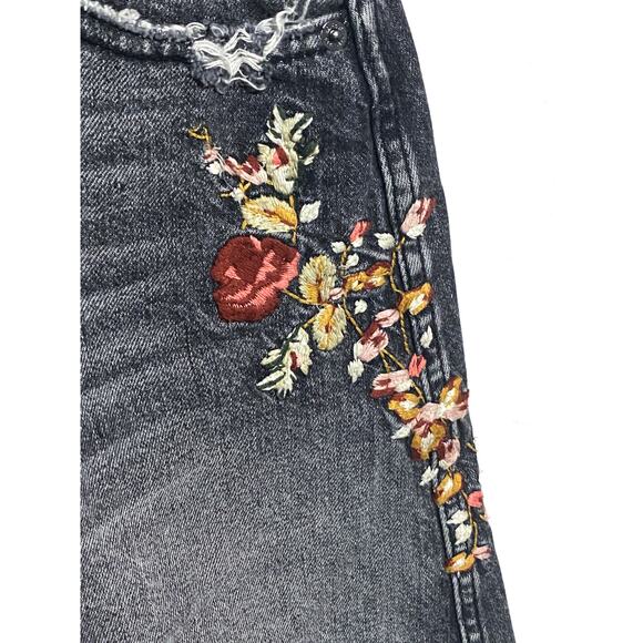 Abercrombie Denim Jean Skirt 24 Fairy Grunge Floral Whimsigoth Distressed Boho - Picture 4 of 9